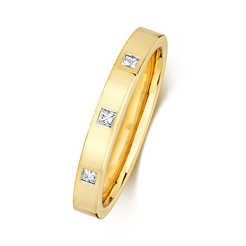 9K Yellow Gold 0.06ct Diamond Wedding Ring Pc / 3d 2.7mm | Charmé