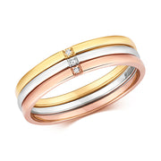 Diamond Ring in 9K Yellow, White and Rose Gold