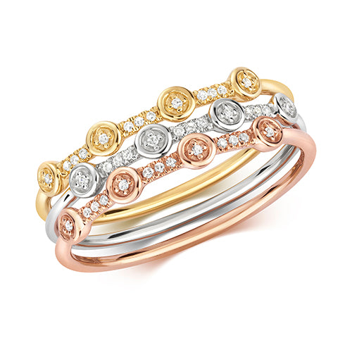 Diamond Ring in 9K Yellow, White and Rose Gold