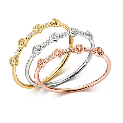 Diamond Ring in 9K Yellow, White and Rose Gold