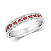 Ruby and Diamond Ring in 18K White Gold