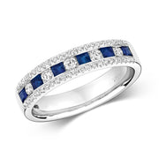 Diamond and Sapphire Ring in 18K White Gold