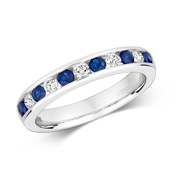 Sapphire and Diamond Ring in 18K White Gold