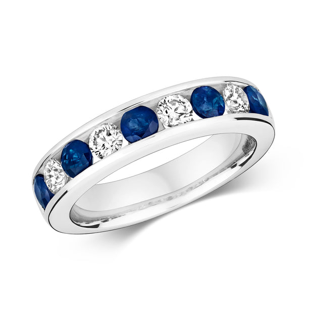 Sapphire and Diamond Ring in 18K White Gold