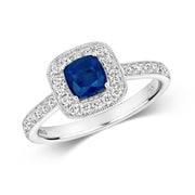 Sapphire and Diamond Ring in 18K White Gold