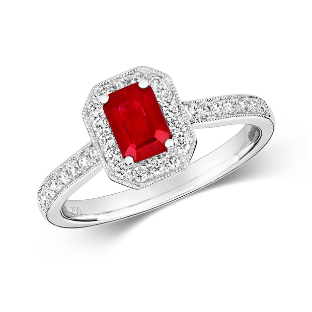 Ruby and Diamond Ring in 18K White Gold