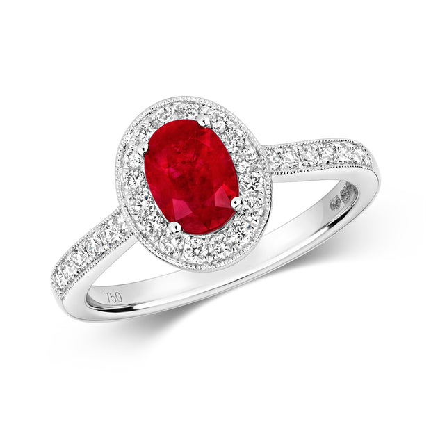 Ruby and Diamond Ring in 18K White Gold