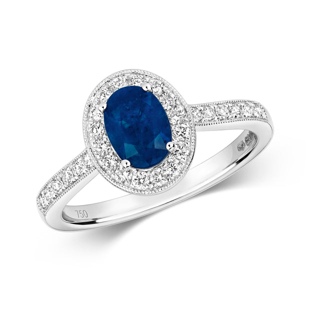 Sapphire and Diamond Ring in 18K White Gold