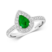 Emerald and Diamond Ring in 18K White Gold