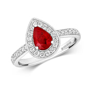 Ruby and Diamond Ring in 18K White Gold