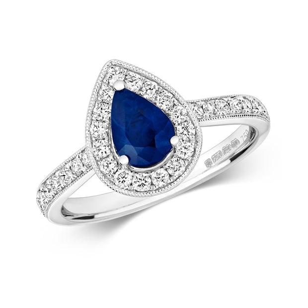 Sapphire and Diamond Ring in 18K White Gold