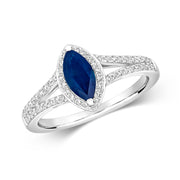 Sapphire and Diamond Ring in 18K White Gold