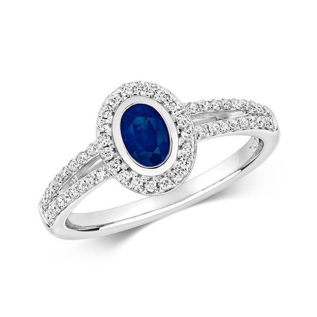 Sapphire and Diamond Ring in 18K White Gold