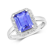 Tanzanite and Diamond Ring in 18K White Gold