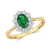 Emerald & Diamond Ring in 18K Gold