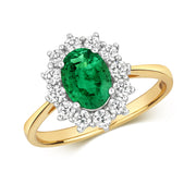 Emerald & Diamond Ring in 18K Gold