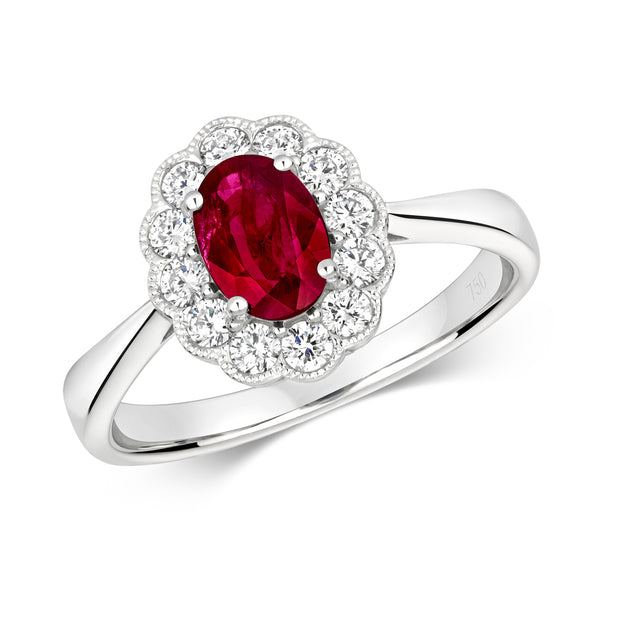 Ruby and Diamond Ring in 18K White Gold