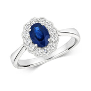 Sapphire and Diamond Ring in 18K White Gold