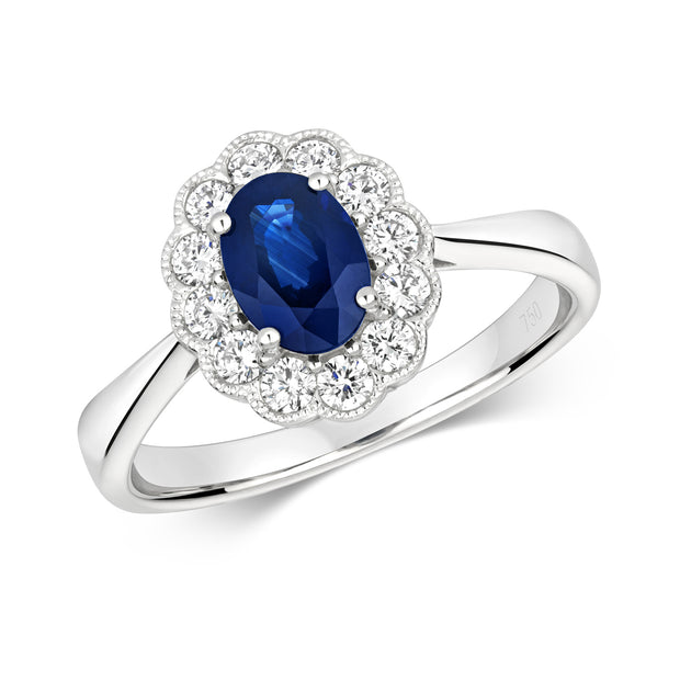 Sapphire and Diamond Ring in 18K White Gold