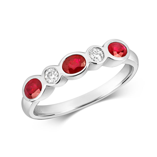 Ruby and Diamond Ring in 18K White Gold