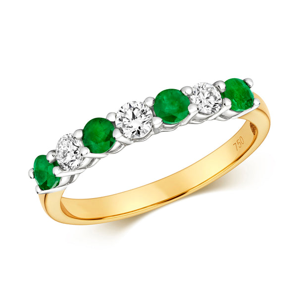 Emerald & Diamond Ring in 18K Gold