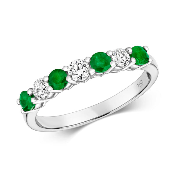 Emerald and Diamond Ring in 18K White Gold