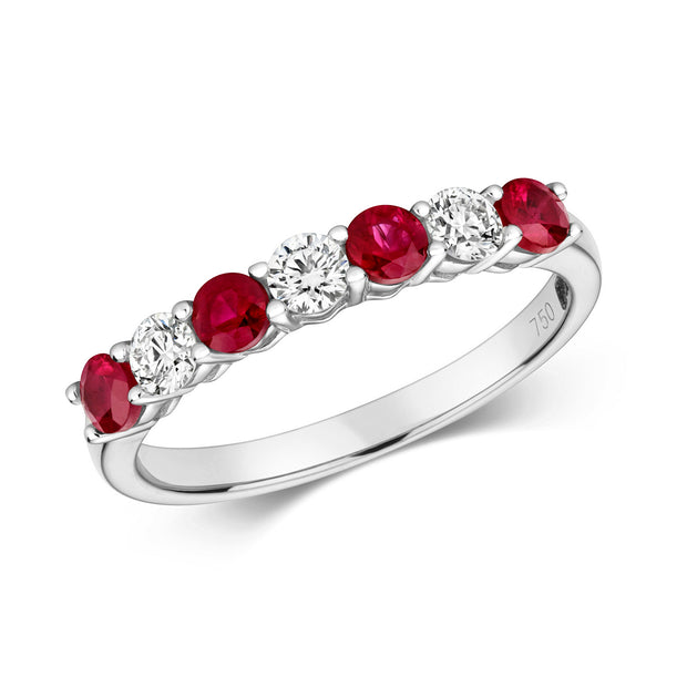 Ruby and Diamond Ring in 18K White Gold