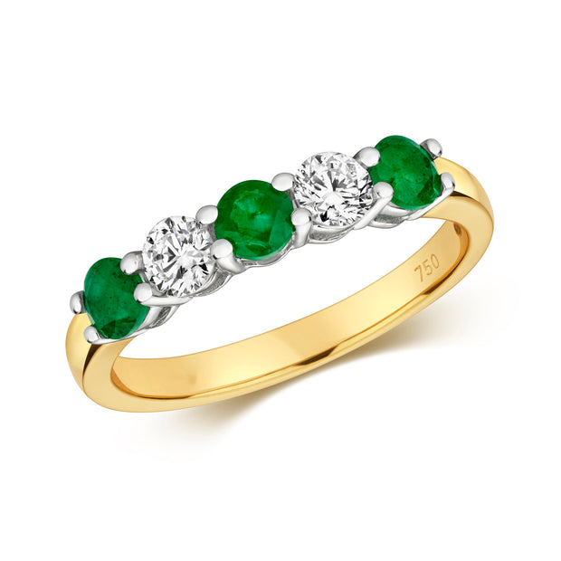 Emerald & Diamond Ring in 18K Gold