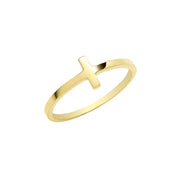 9K Yellow Gold Cross Ring | Charmé