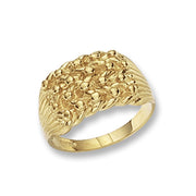9K Yellow Gold Men's Heavy Keeper 4 Row Ring