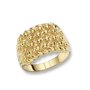 9K Yellow Gold Men's Heavy Keeper 4 Row Ring