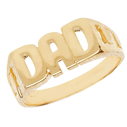 9K Yellow Gold Men's Curb Sides Dad Ring