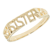 9K Yellow Gold Ladies' Scroll Sides Sister Ring | Charme