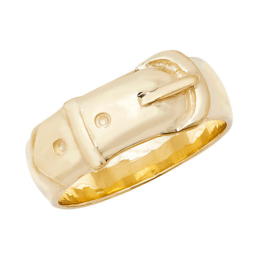 9K Yellow Gold Men's Plain Buckle Ring