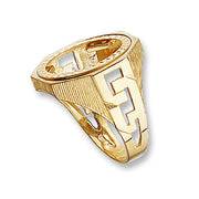 9K Yellow Gold Half Soverign Pattern Curb Sides Coin Mount Ring