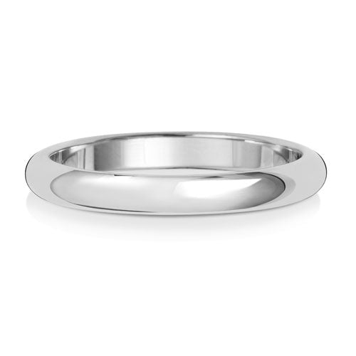9K White Gold Wedding Ring D Shape 2.5mm