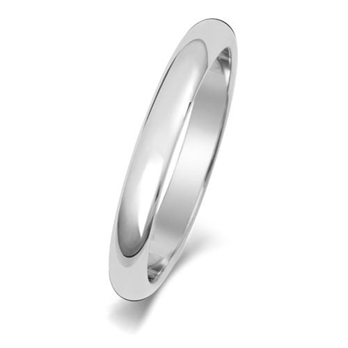 9K White Gold Wedding Ring D Shape 2.5mm