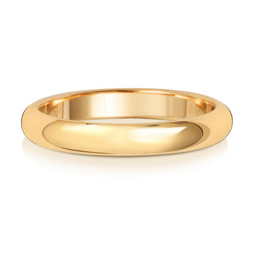 9K Yellow Gold Wedding Ring D Shape 3mm