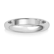 9K White Gold Wedding Ring D Shape 3mm