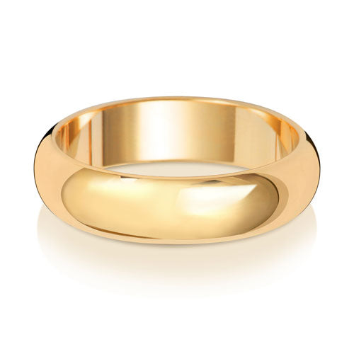 9K Yellow Gold Wedding Ring D Shape 5mm