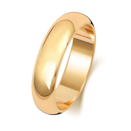 9K Yellow Gold Wedding Ring D Shape 5mm