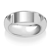 9K White Gold Wedding Ring D Shape 6mm