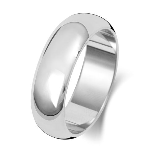 9K White Gold Wedding Ring D Shape 6mm | Charmé