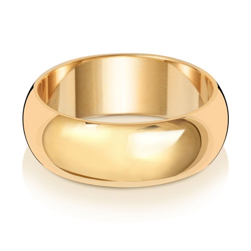 9K Yellow Gold Wedding Ring D Shape 7mm