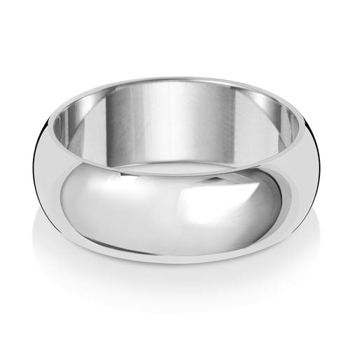 9K White Gold Wedding Ring D Shape 7mm