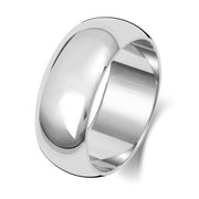 9K White Gold Wedding Ring D Shape 8mm