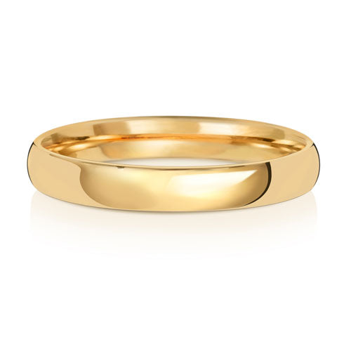 9K Yellow Gold Wedding Ring Slight Court 3mm