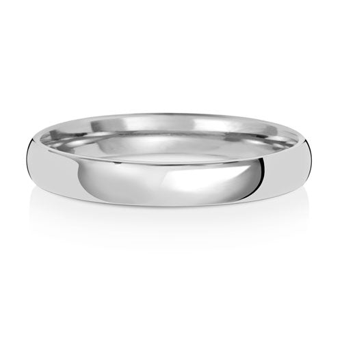 9K White Gold Wedding Ring Slight Court 3mm