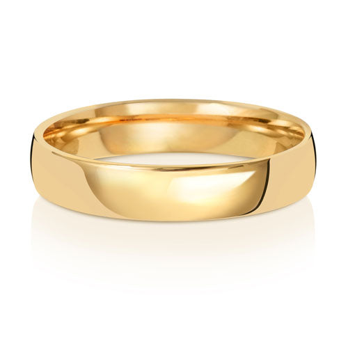 9K Yellow Gold Wedding Ring Slight Court 4mm