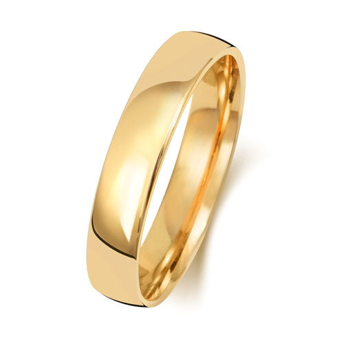 9K Yellow Gold Wedding Ring Slight Court 4mm